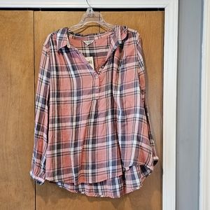 Nwt Cotton plaid top Lucky Brand